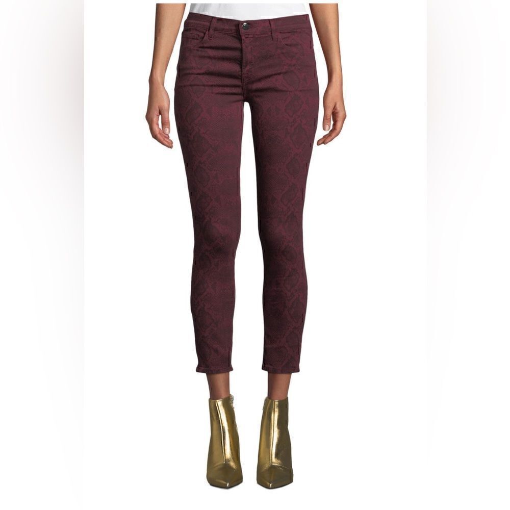 Joe's jeans merlot the icon skinny jean in maroon snake skin size 29